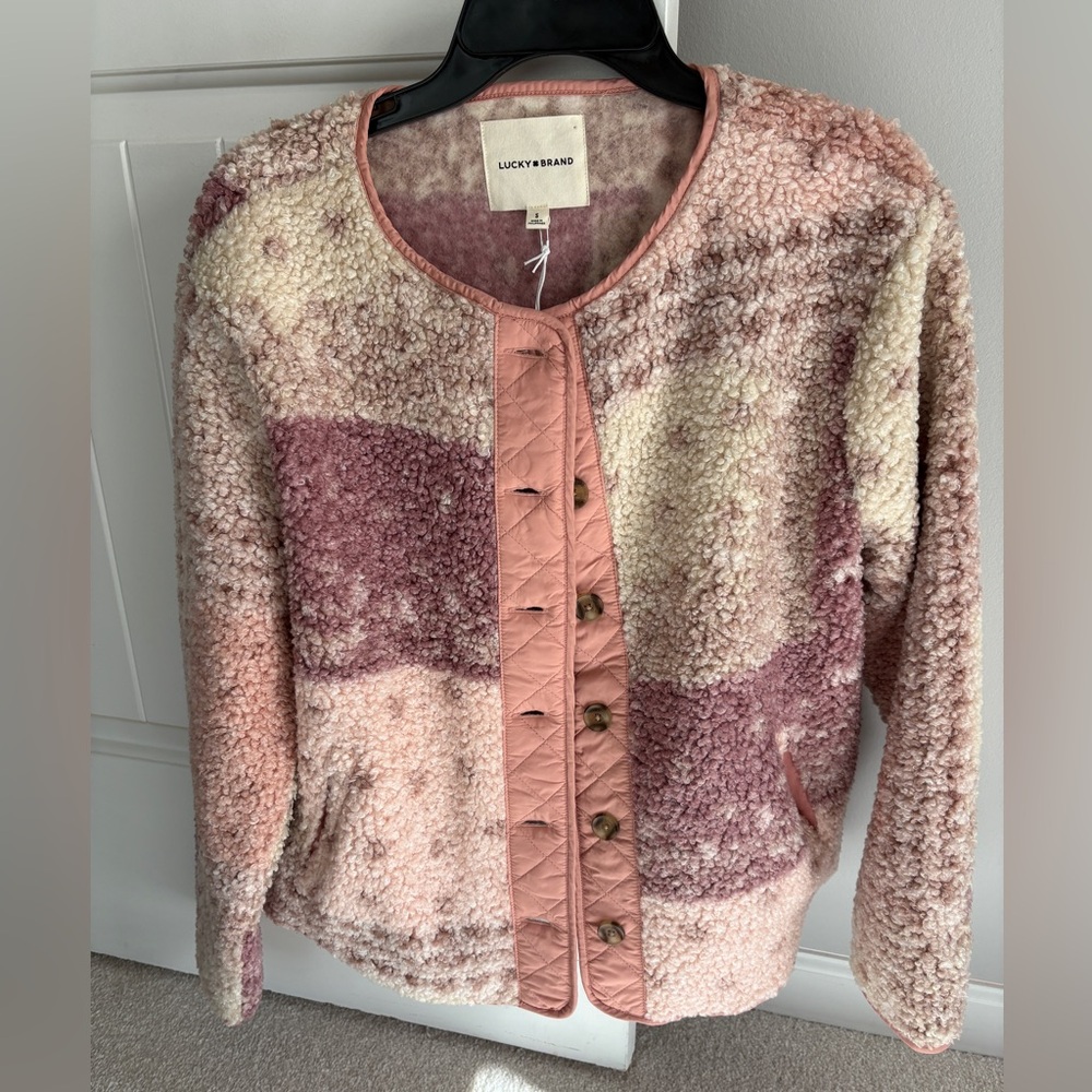 NWT Lucky Brand Faux Shearling Button Front Jacket